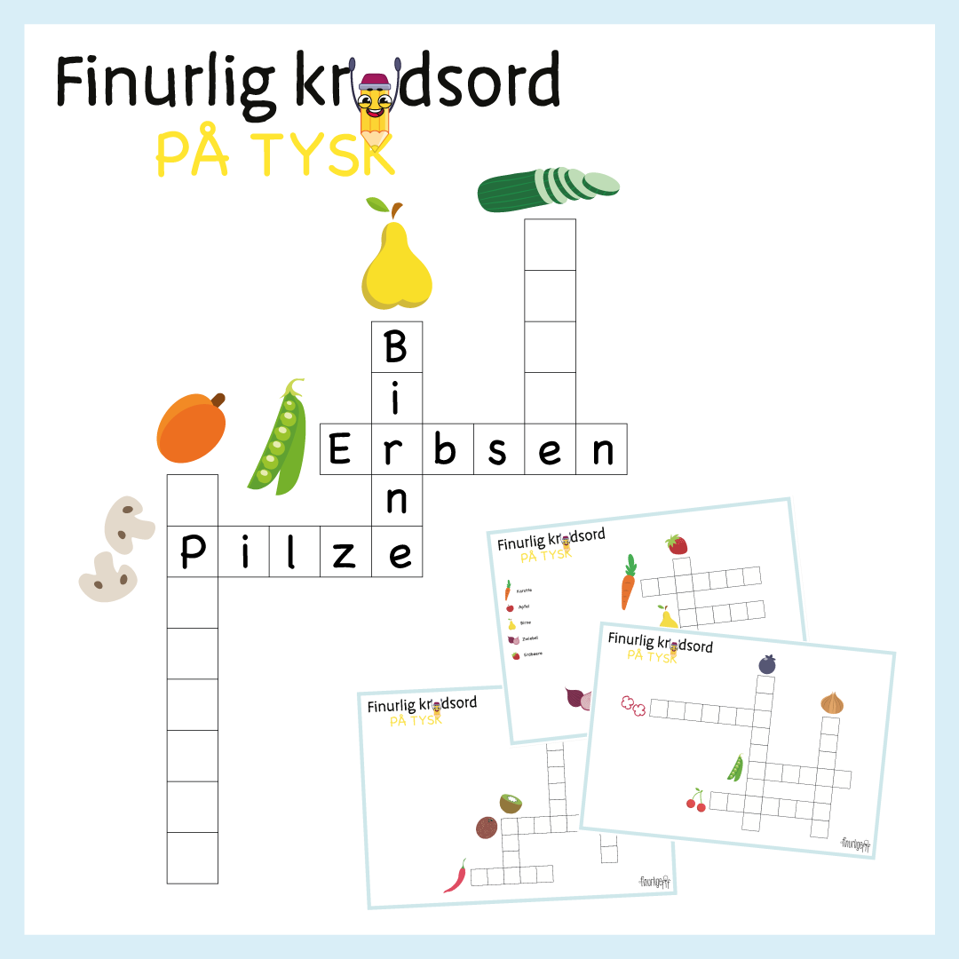 Krydsord - Frugt og grønt på tysk