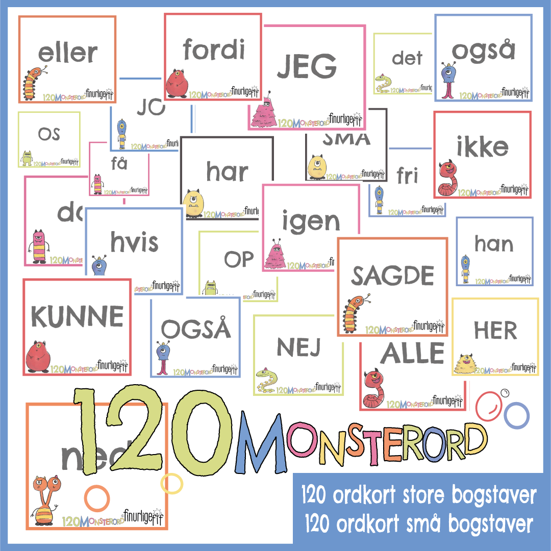 120 MONSTERORD - Legende læring med de 120 ord som er mest brugt