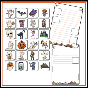 Halloween - Skriveark m. fortællebilleder