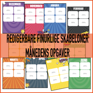 Redigerbare skabeloner - Månedens opgaver... COMIC DESIGN