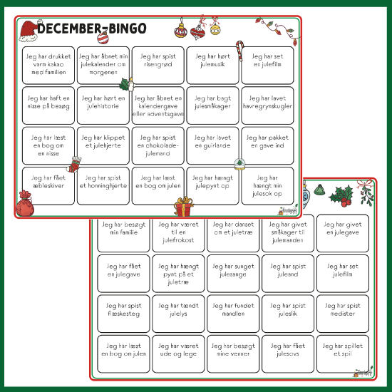 December- og Juleferiebingo