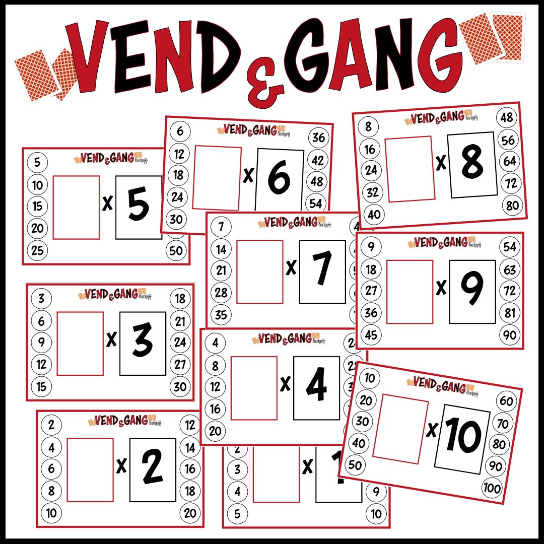 Vend & Gang - GANGE med spillekort (1-10 tabellen)
