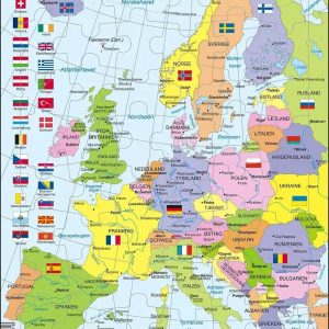 Puslespil - Europakort med flag - 48 brikker - Maxi